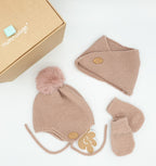 Conjunto gorro, cuello y manoplas punto bobo (0-4M) Ref.104