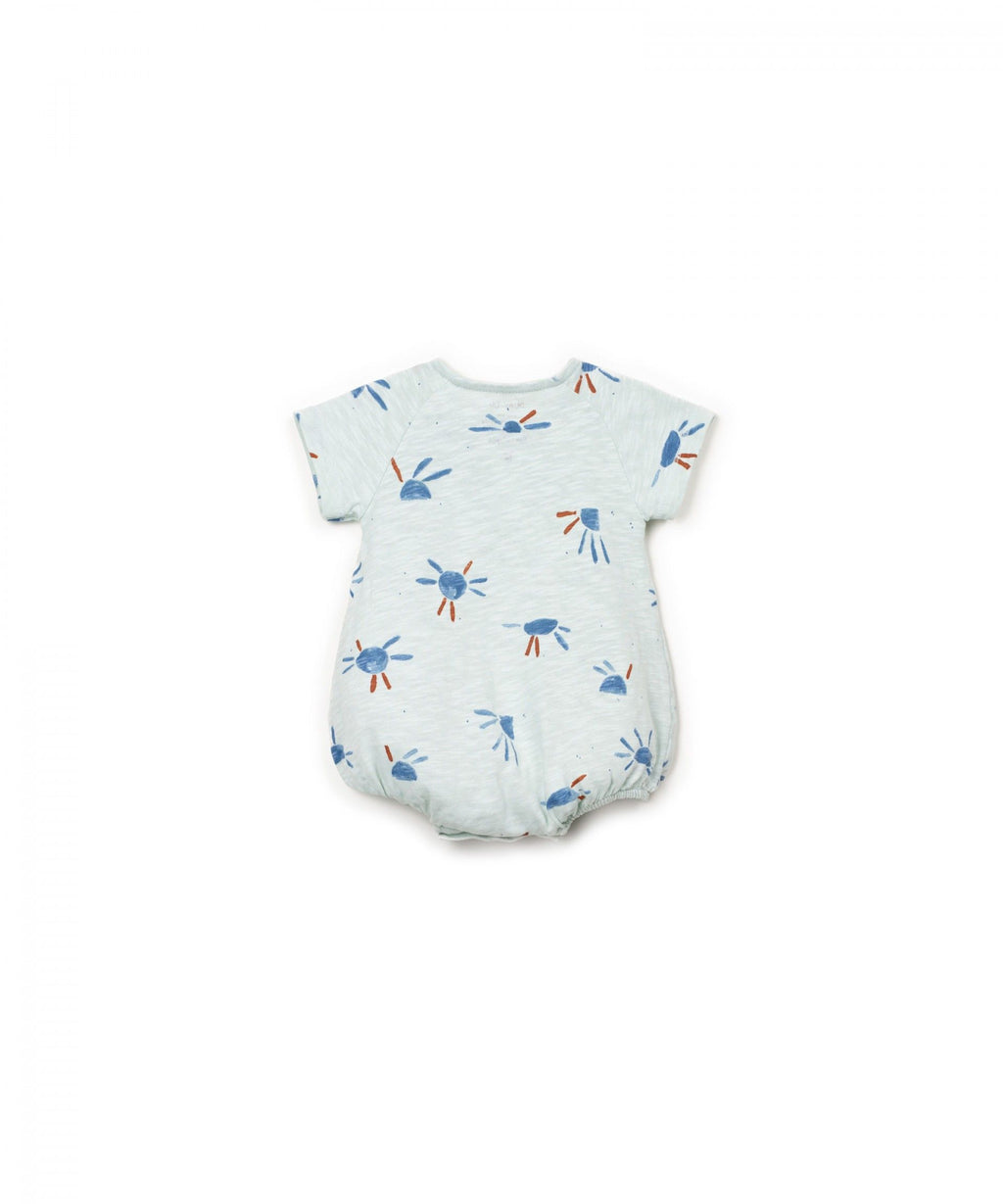 Mono azul estampado soles bebé