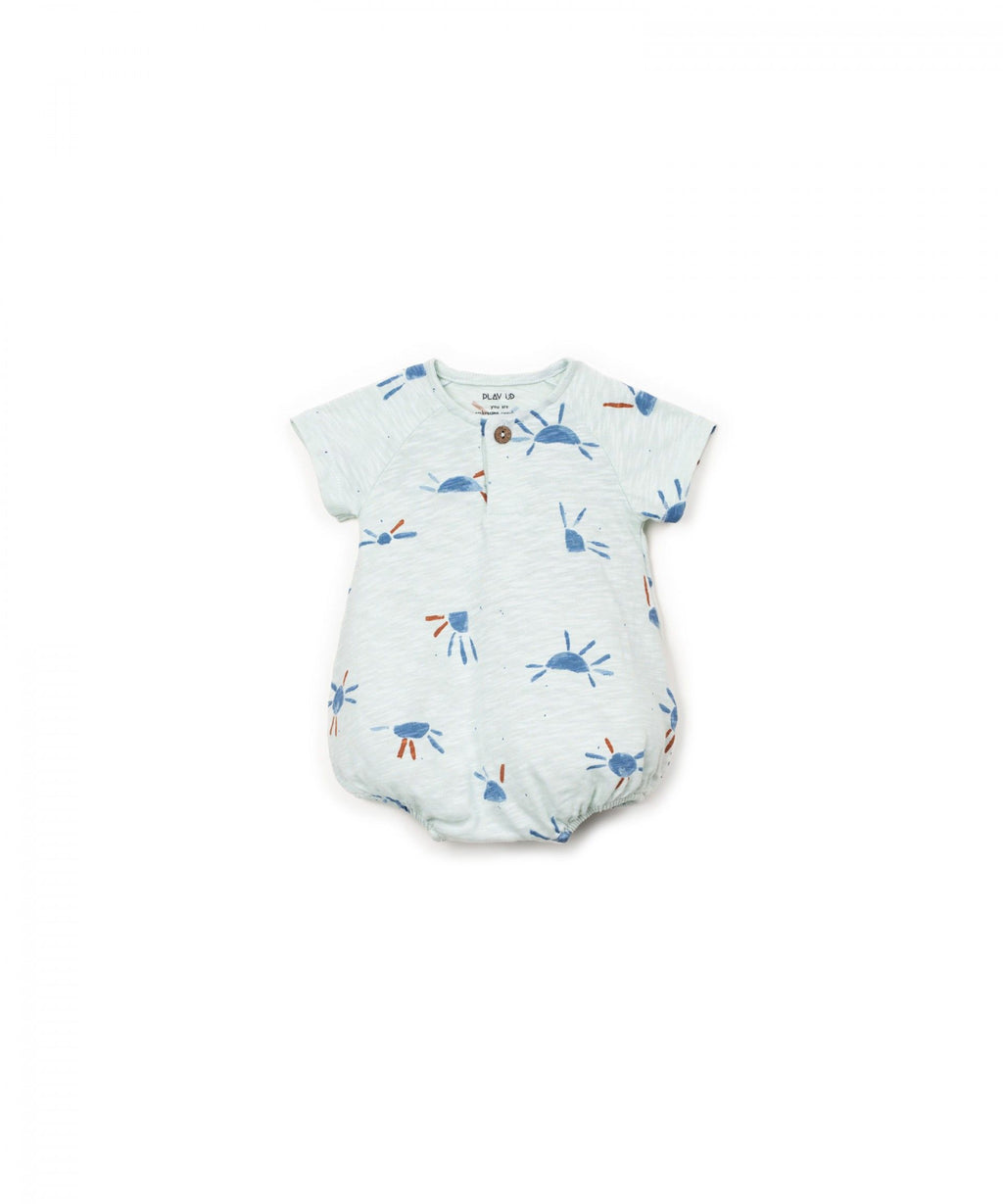 Mono azul estampado soles bebé