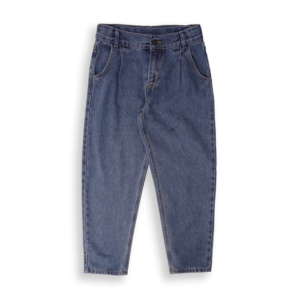 Pantalón azul vaquero con cintura ajustable y pinza