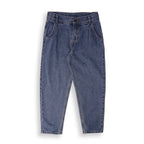 Pantalón azul vaquero con cintura ajustable y pinza