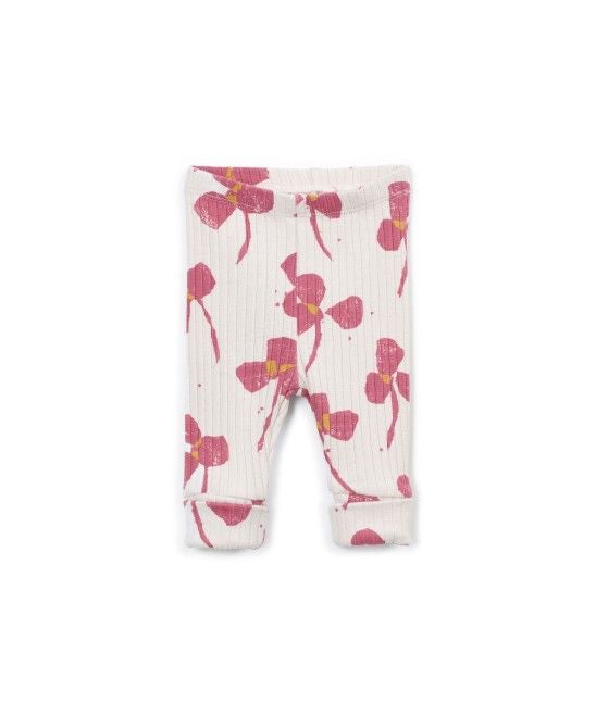 Leggings rib estampado flores rosas
