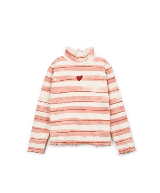 Camiseta rib estampado rayas y corazón